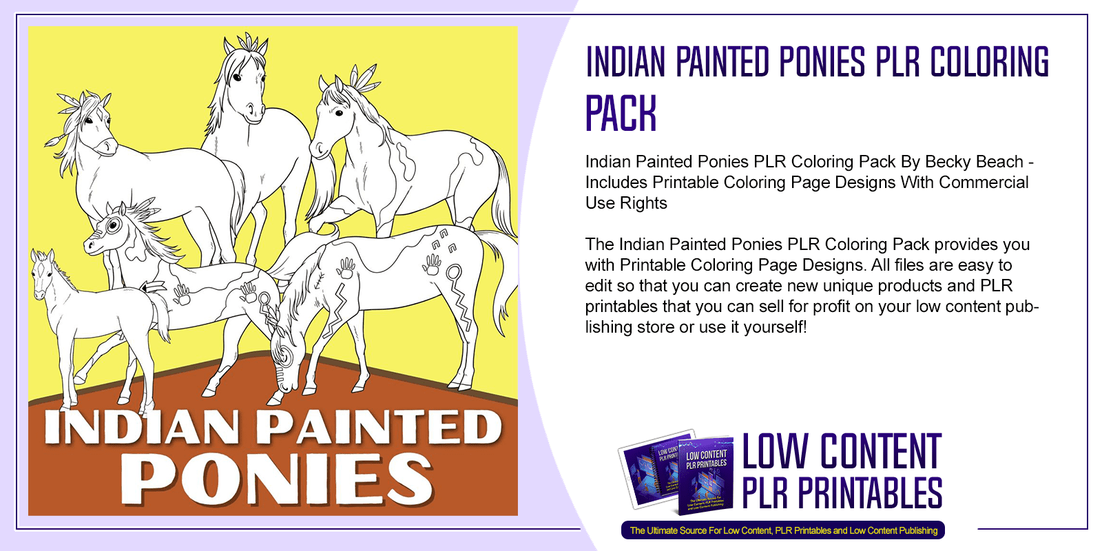Indian Painted Ponies PLR Coloring Pack