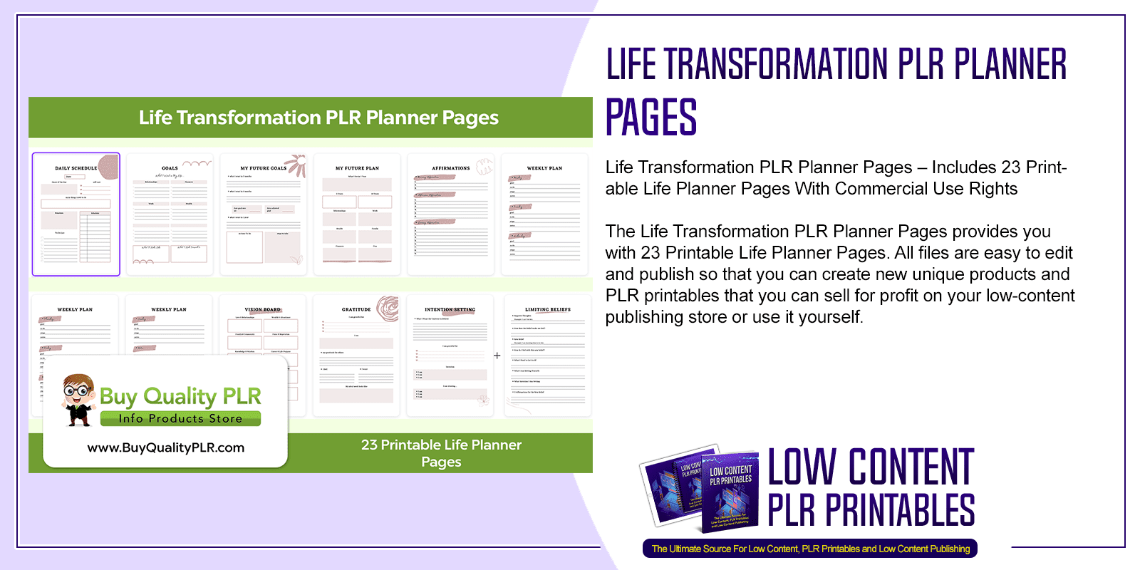 Life Transformation PLR Planner Pages