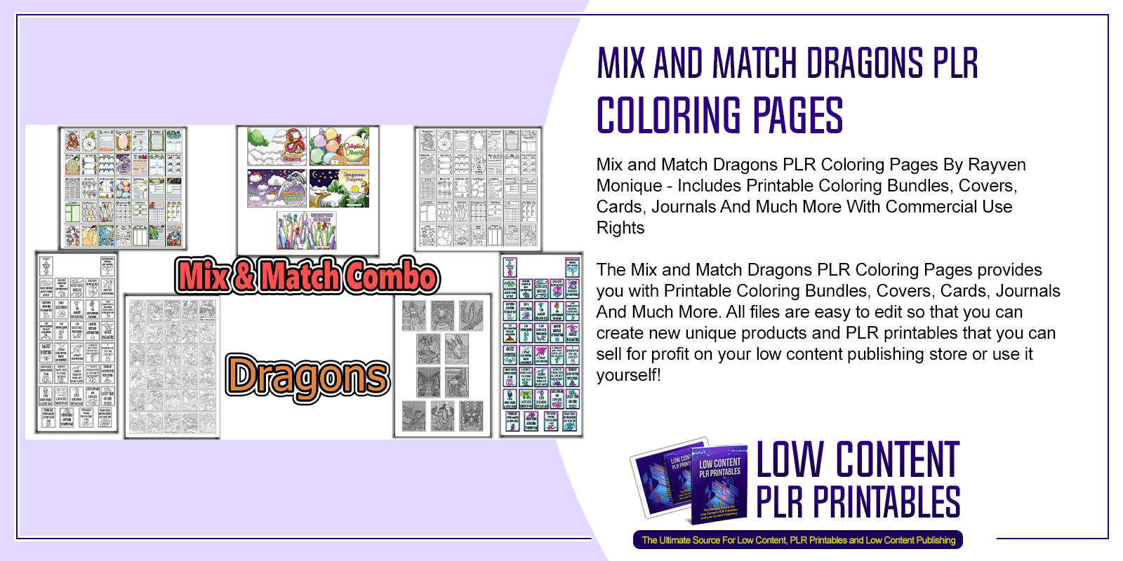 Mix and Match Dragons PLR Coloring Pages
