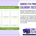 Monthly PLR Printable Planner Wall Calendar 2023