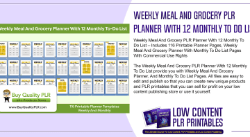 Weekly Meal And Grocery PLR Planner With 12 Monthly To Do List