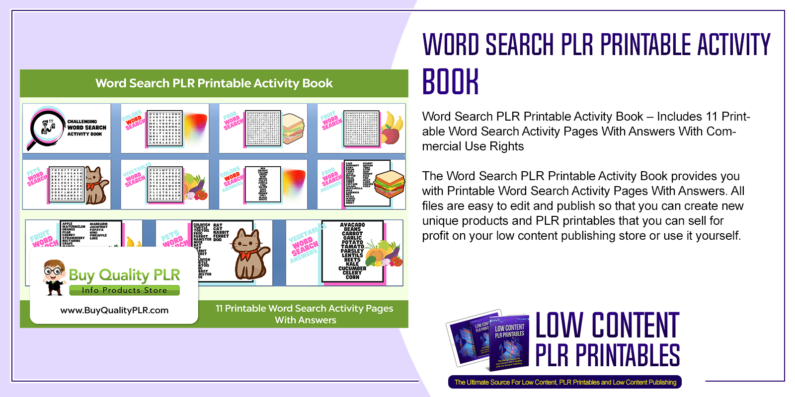 Word Search PLR Printable Activity Book
