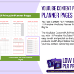 YouTube Content PLR Printable Planner Pages