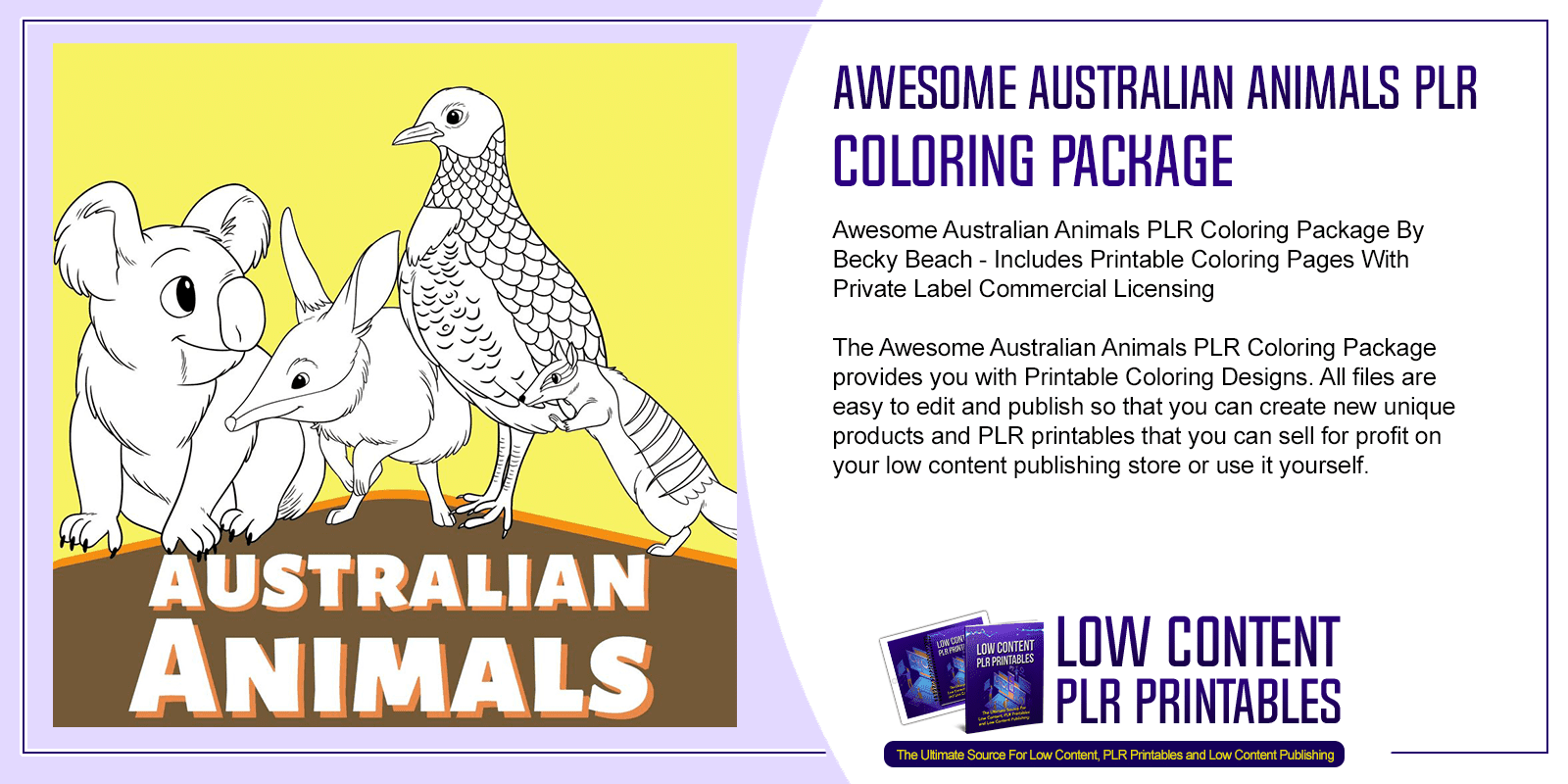 Awesome Australian Animals PLR Coloring Package