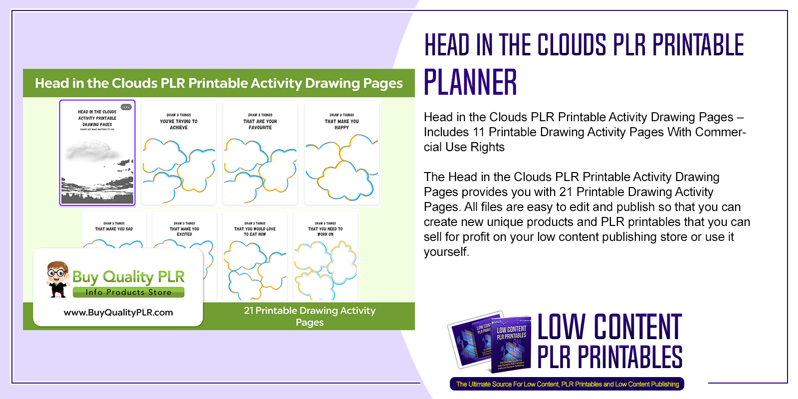Head in the Clouds PLR Printable Activity Drawing Pages