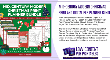 Mid Century Modern Christmas Print and Digital PLR Planner Bundle