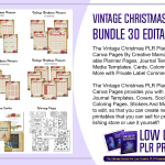 Vintage Christmas PLR Planner Bundle 30 Editable Canva Pages