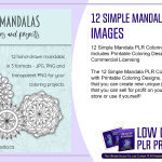 12 Simple Mandala PLR Coloring Images