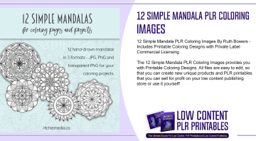 12 Simple Mandala PLR Coloring Images