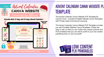 Advent Calendar Canva Website PLR Template