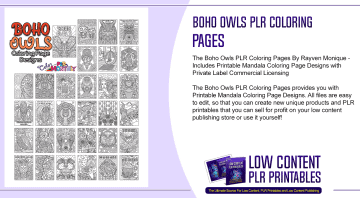 Boho Owls PLR Coloring Pages