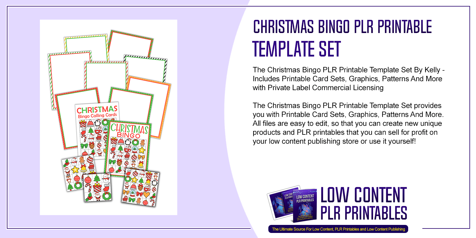 Christmas Bingo PLR Printable Template Set