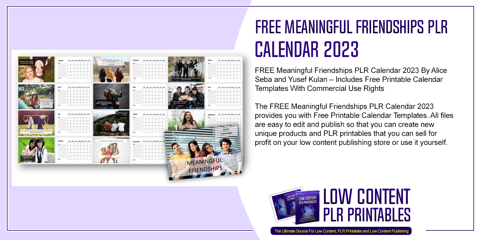 FREE Meaningful Friendships PLR Calendar 2023