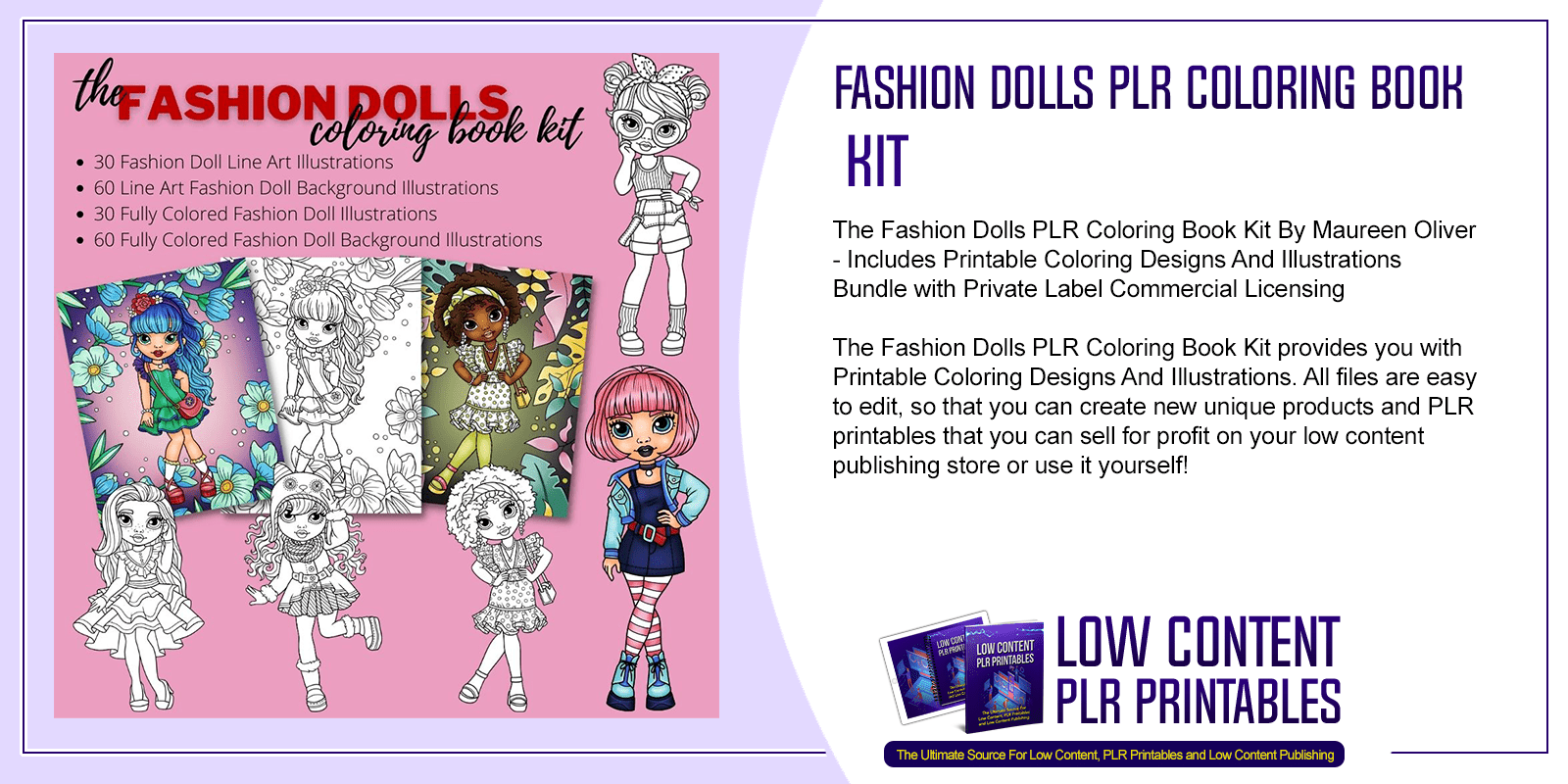 Fashion Dolls PLR Coloring Book Kit