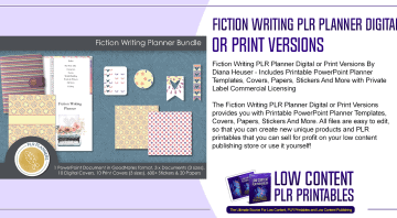 Fiction Writing PLR Planner Digital or Print Versions