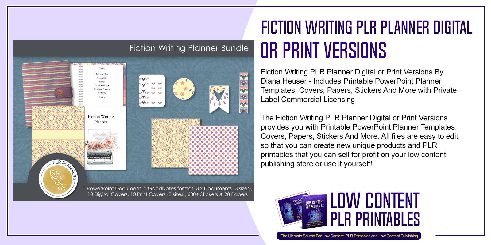 Fiction Writing PLR Planner Digital or Print Versions
