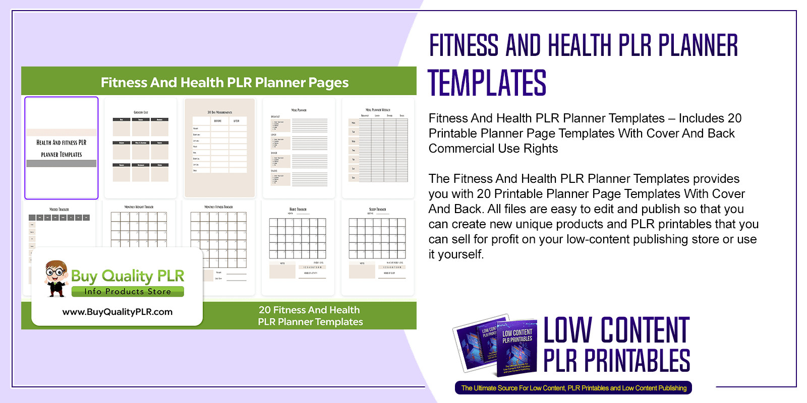 Fitness And Health PLR Planner Templates