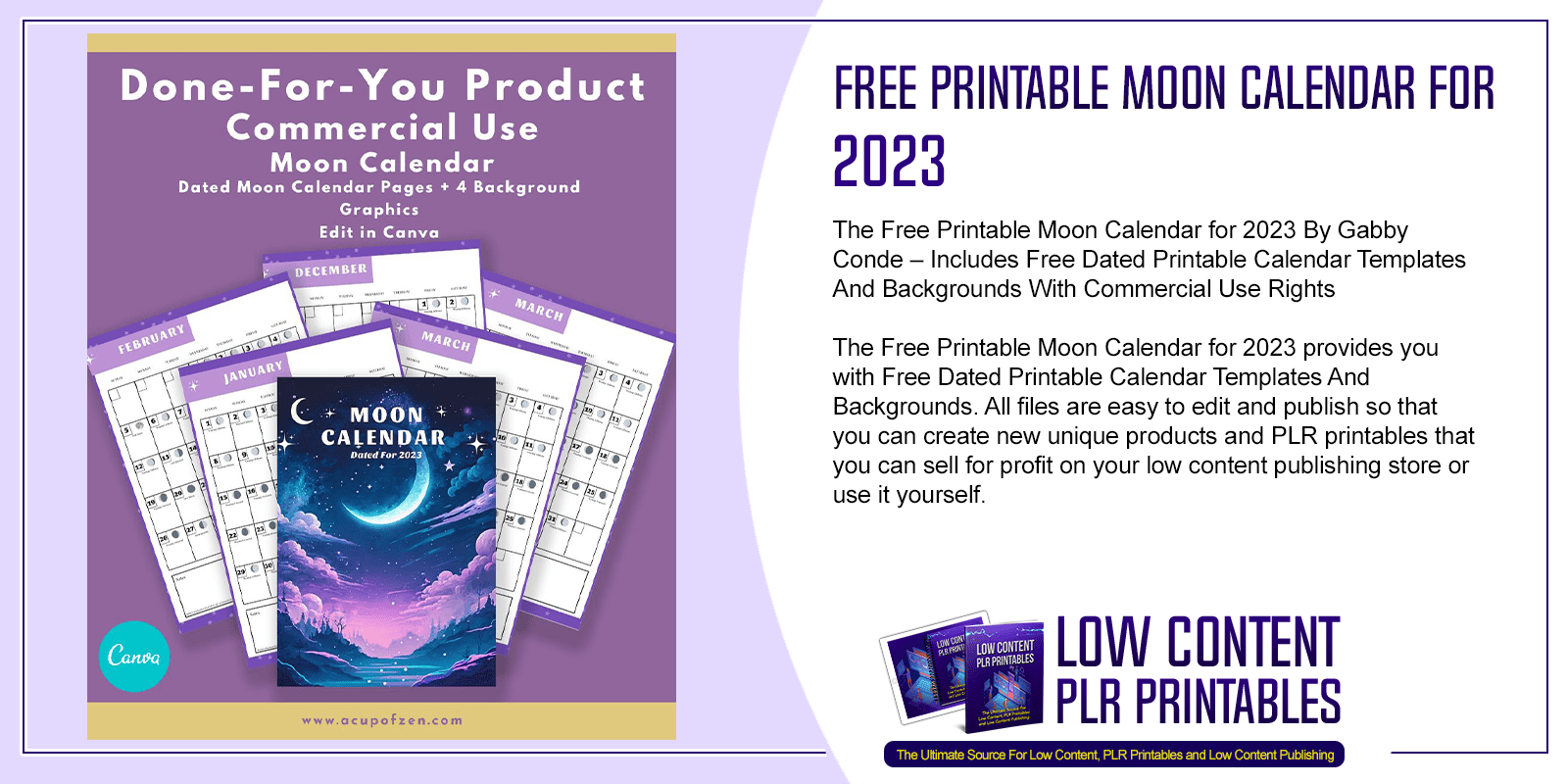 Free Printable Moon Calendar for 2023
