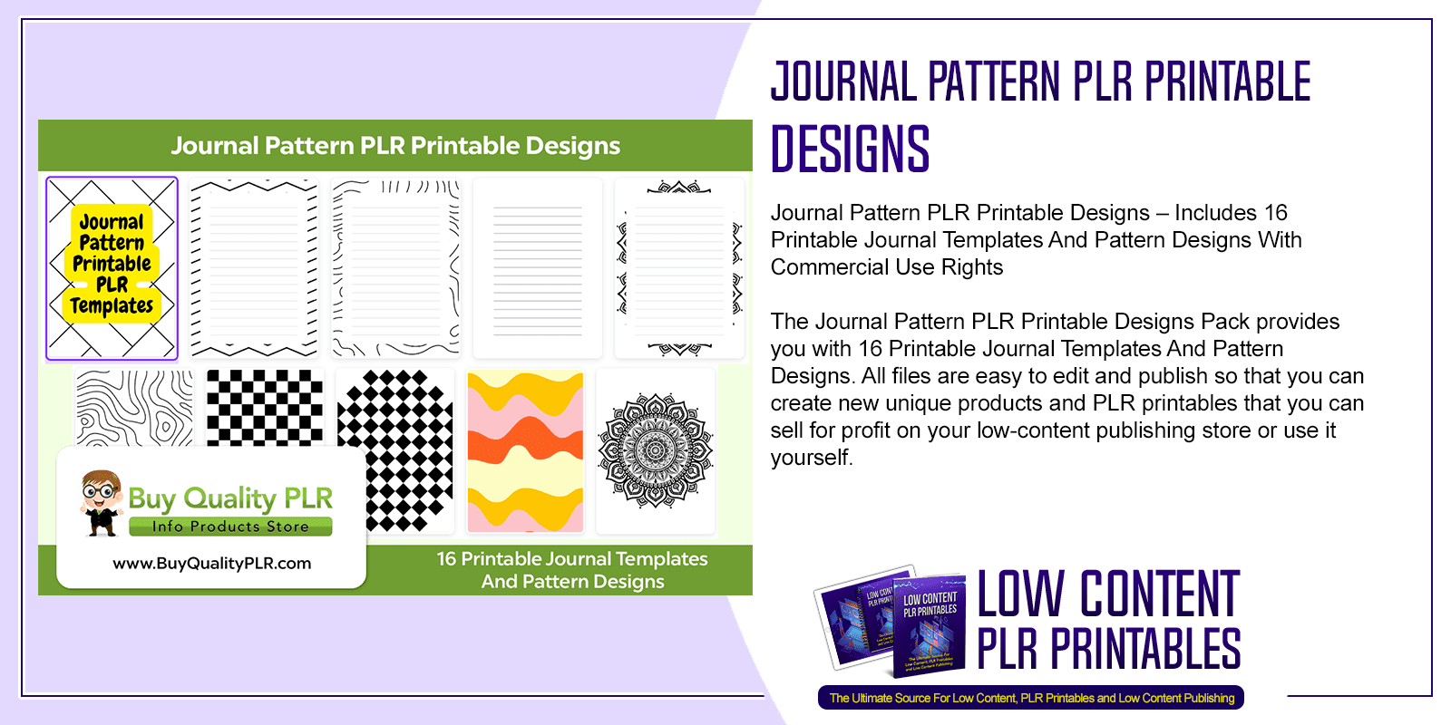 Journal Pattern PLR Printable Designs