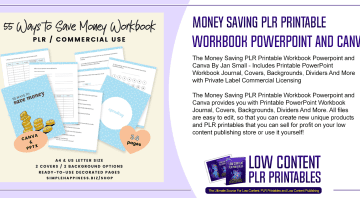Money Saving PLR Printable Workbook Powerpoint and Canva