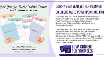 Quirky Best Year Yet PLR Planner 60 Unique Pages Powerpoint and Canva
