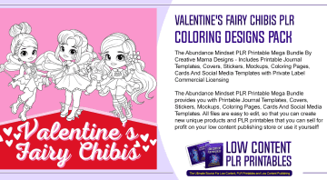 Valentines Fairy Chibis PLR Coloring Designs Pack