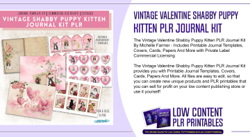 Vintage Valentine Shabby Puppy Kitten PLR Journal Kit