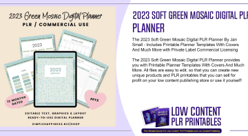 2023 Soft Green Mosaic Digital PLR Planner