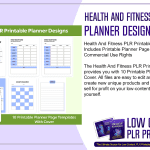 Health And Fitness PLR Printable Planner Designs