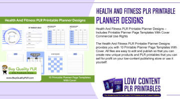 Health And Fitness PLR Printable Planner Designs
