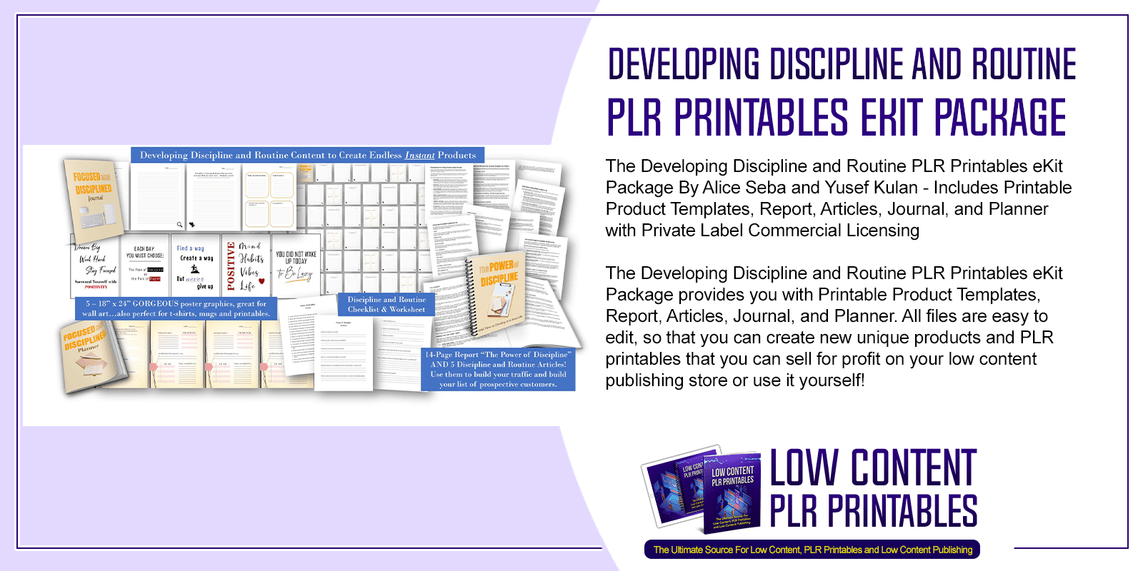 Developing Discipline and Routine PLR Printables eKit Package