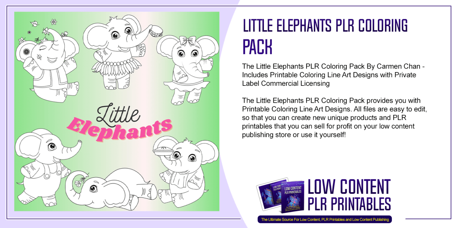 Little Elephants PLR Coloring Pack | PLR Coloring Printables
