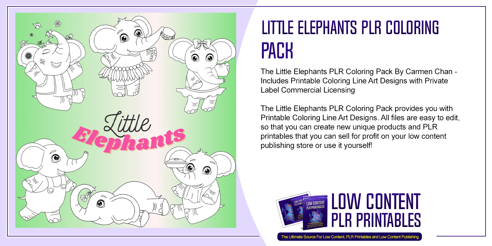Little Elephants PLR Coloring Pack