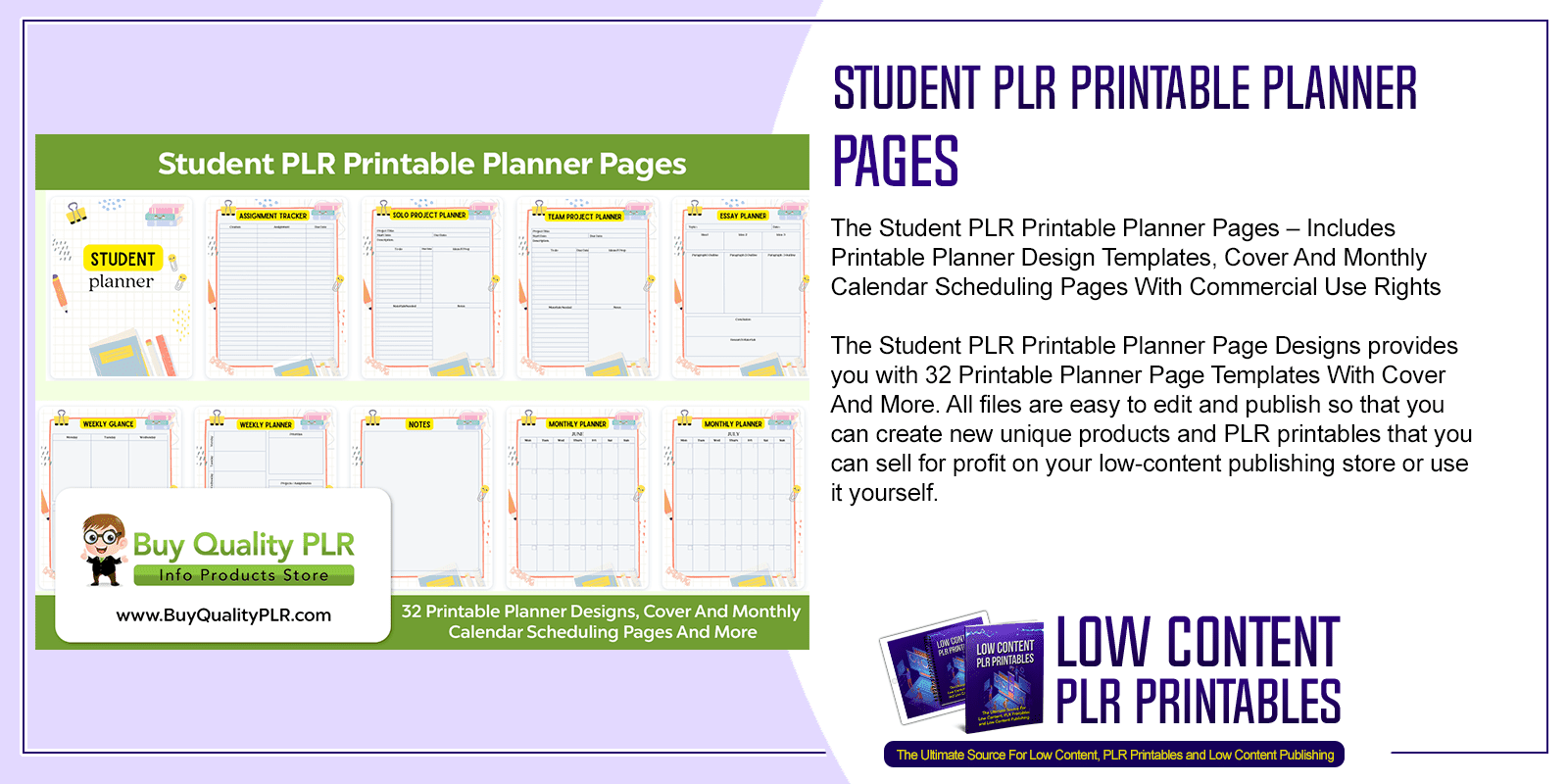 Student PLR Printable Planner Pages