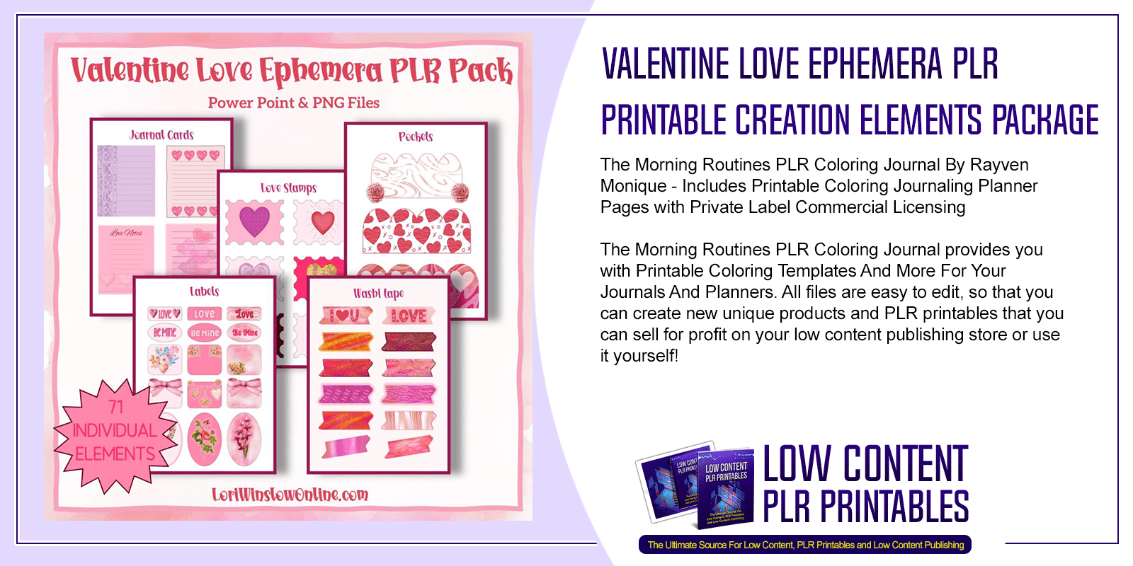 Valentine Love Ephemera PLR Printable Creation Elements Package