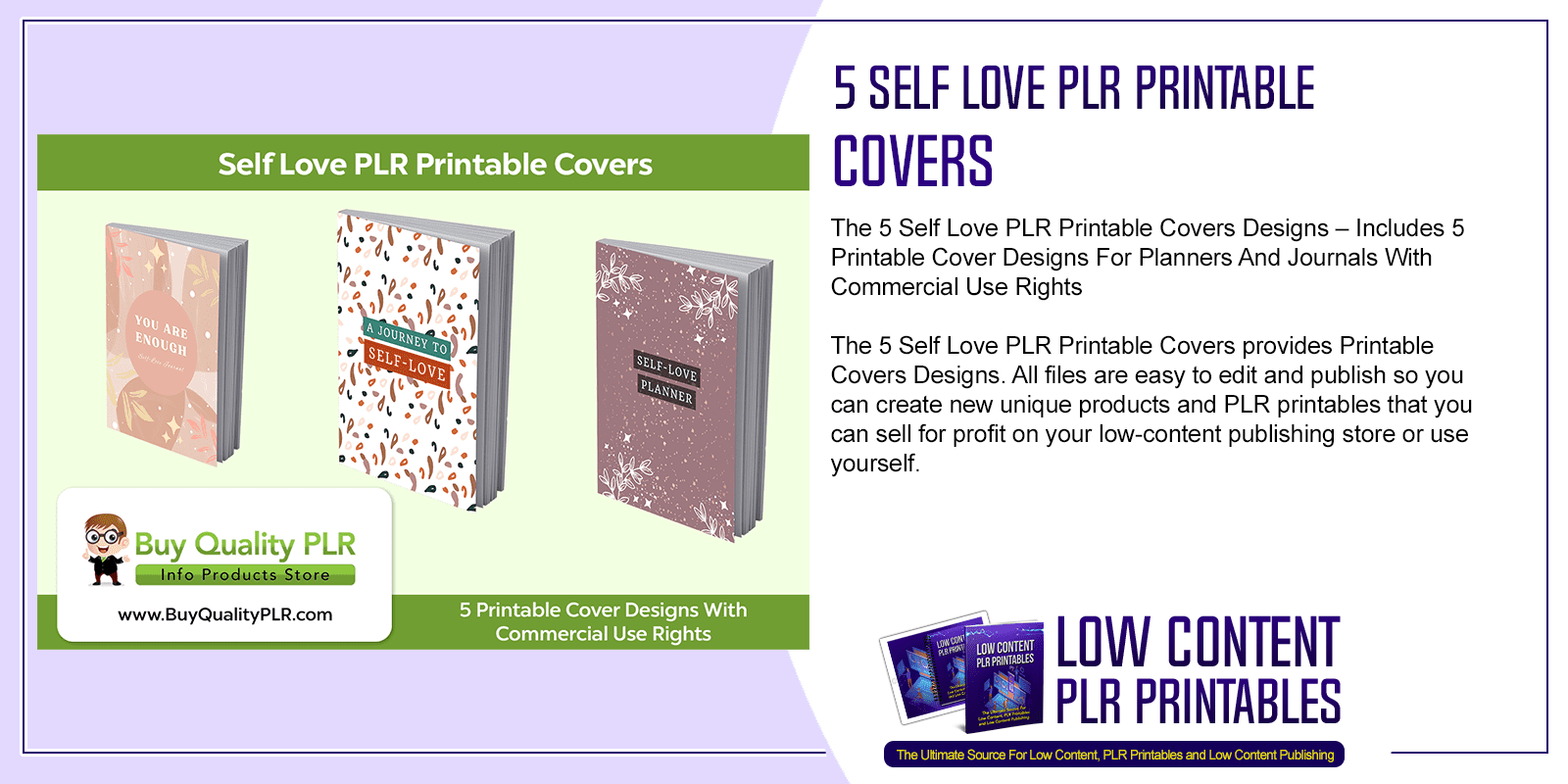 5 Self Love PLR Printable Covers