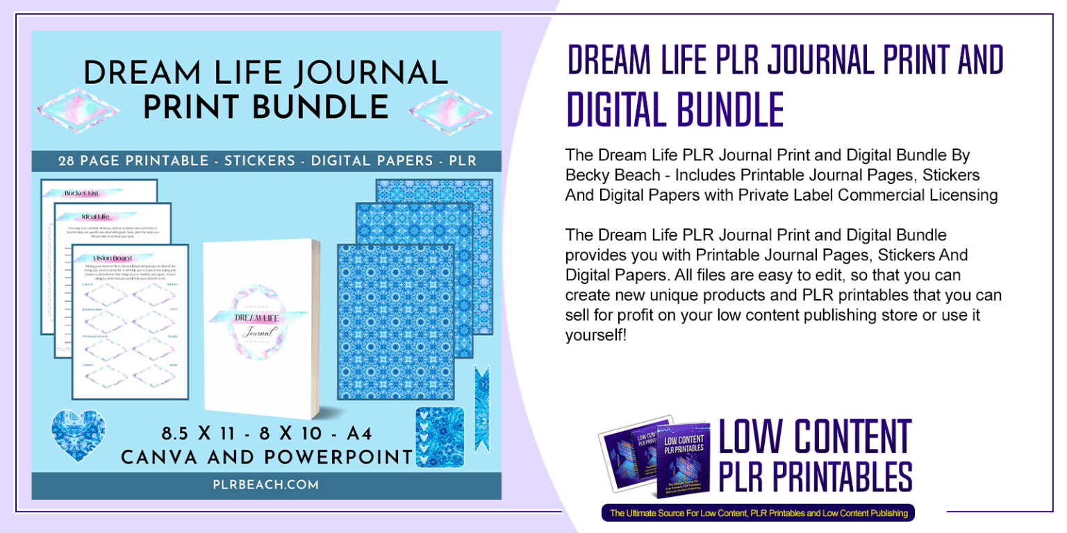 Dream Life PLR Journal Print and Digital Bundle PLR Journal