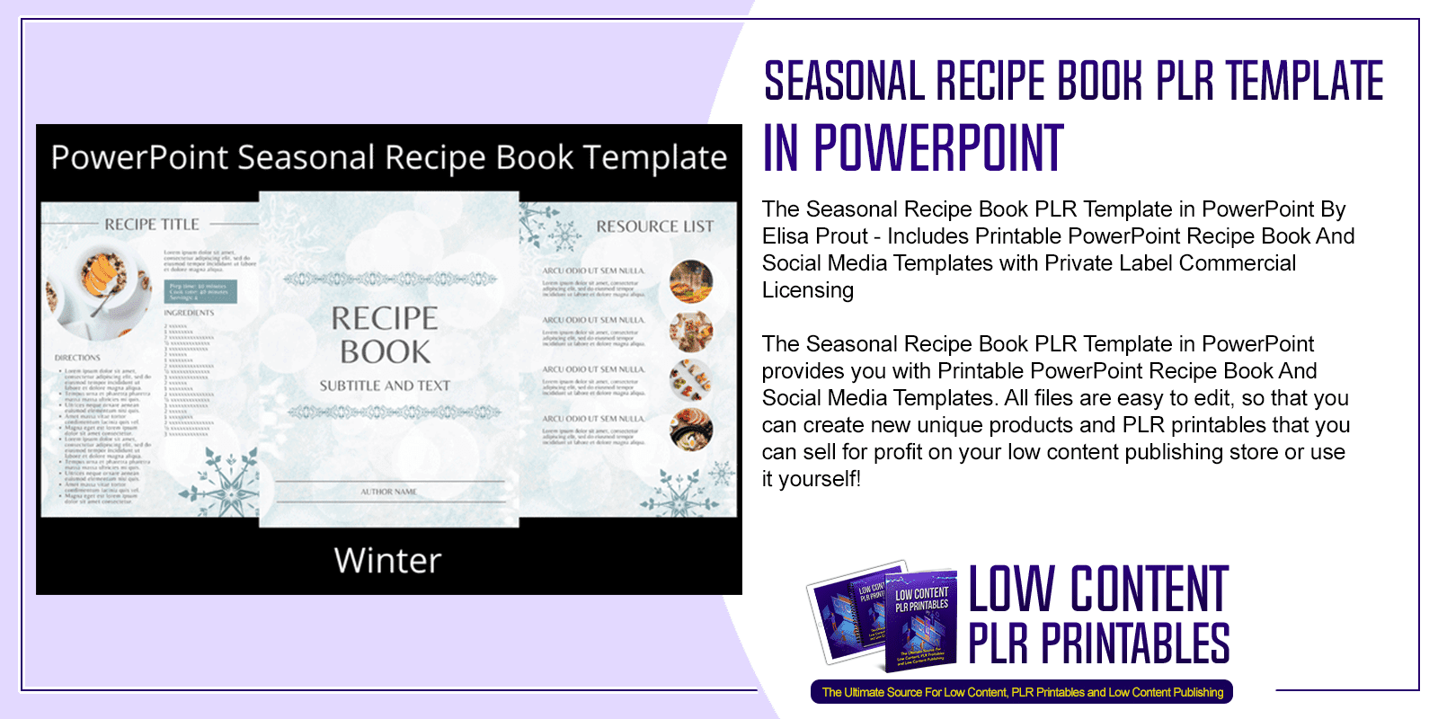 Printable PLR Recipe Book Mix and Match Different Page Designs