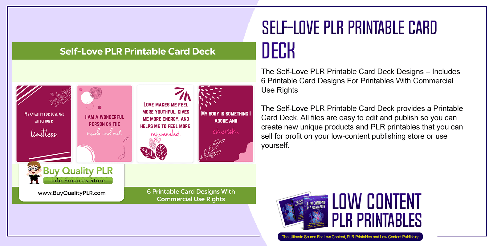 Self Love PLR Printable Card Deck