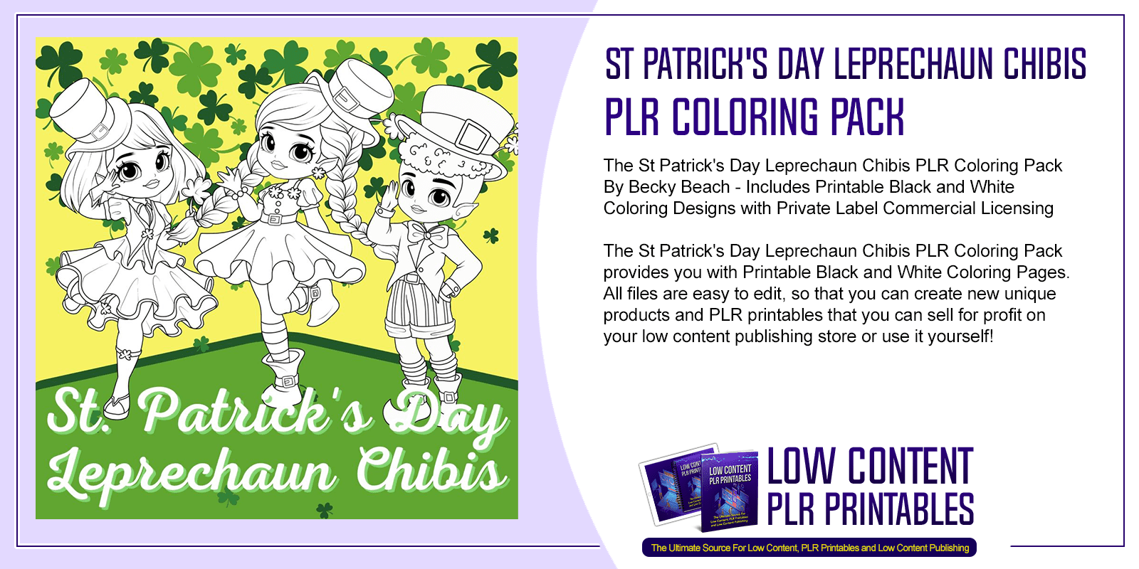 St Patricks Day Leprechaun Chibis PLR Coloring Pack