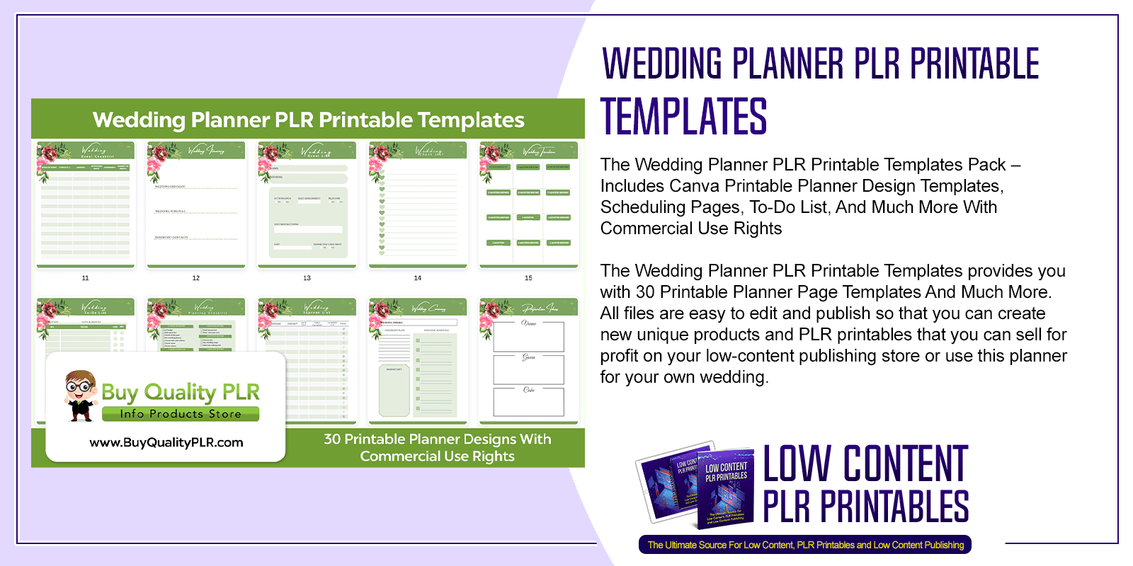 Wedding Planner PLR Printable Templates