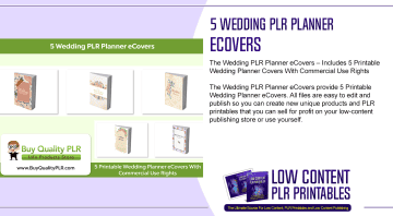 5 Wedding PLR Planner eCovers