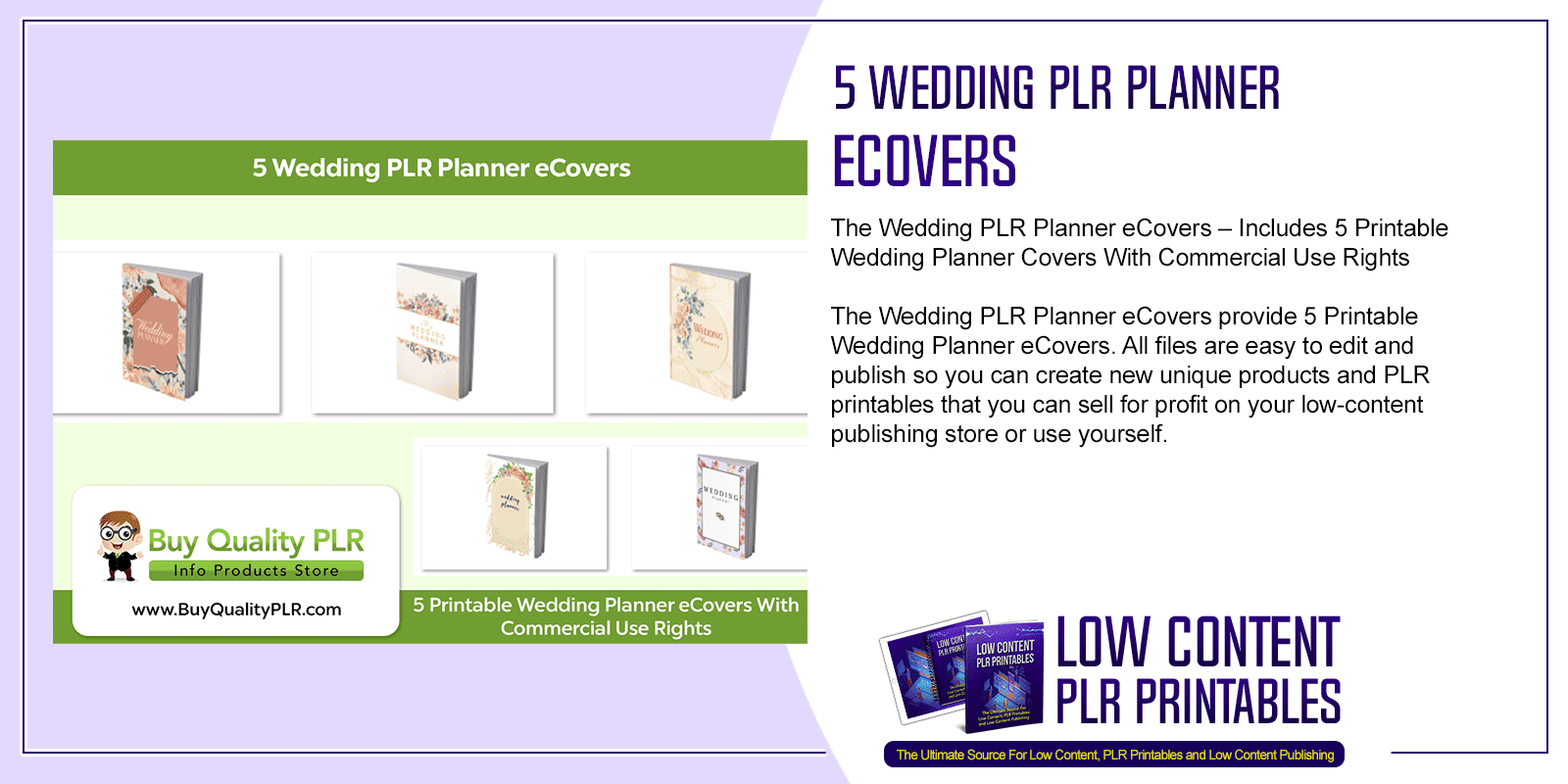5 Wedding PLR Planner eCovers