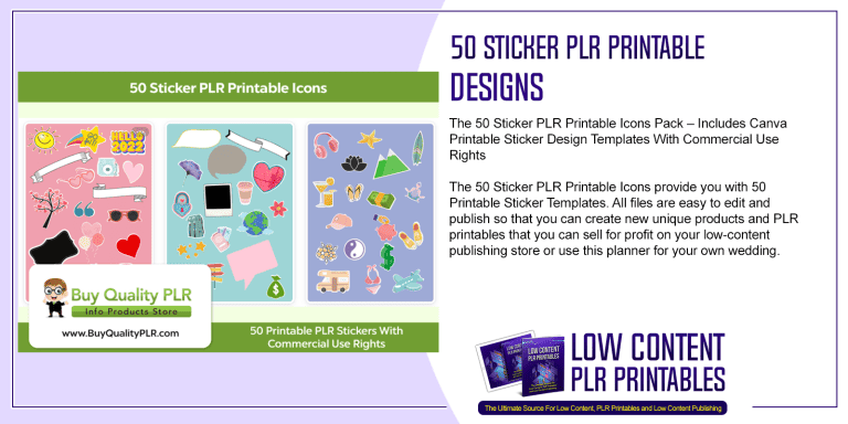 50 Sticker PLR Printable Icons | PLR Printable Stickers