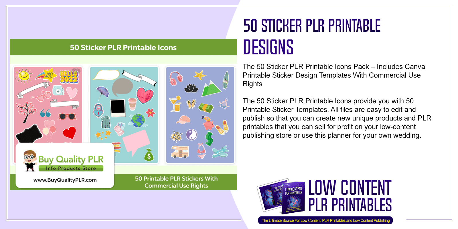 50 Sticker PLR Printable Designs