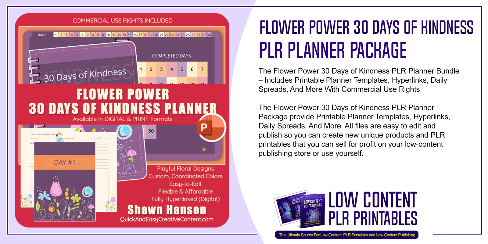 Flower Power 30 Days of Kindness PLR Planner Package