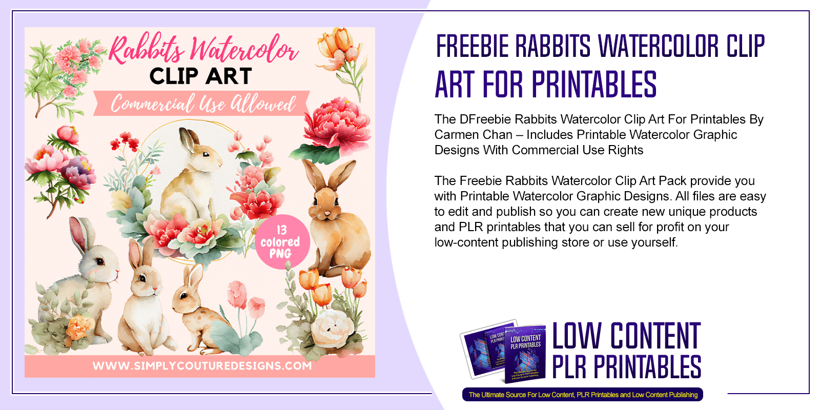 Freebie Rabbits Watercolor Clip Art For Printables