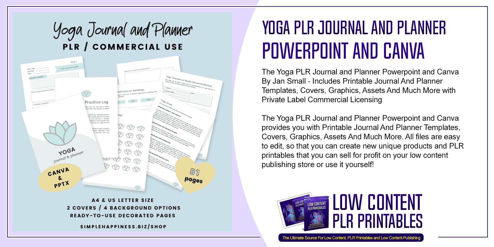 Yoga PLR Journal and Planner Powerpoint and Canva