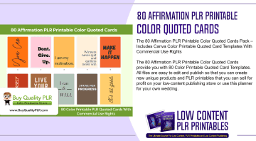 80 Affirmation PLR Printable Color Quoted Cards