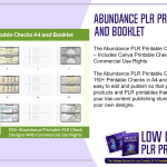 Abundance PLR Printable Checks A4 and Booklet